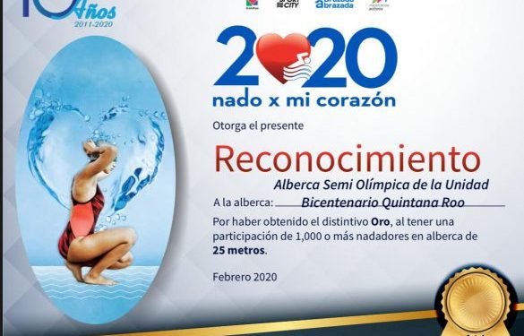 DISTINGUEN A QUINTANA ROO POR SU PARTICIPACIÓN EN EL EVENTO NADO POR MI CORAZÓN 2020
