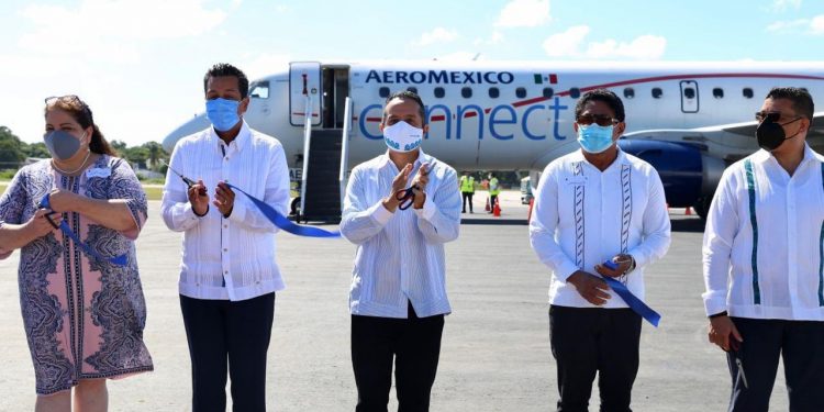INAUGURAN NUEVO VUELO AEROMEXICO DE LA CDMX-CHETUMAL