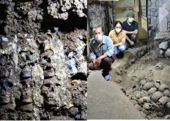 ARQUEÓLOGOS MEXICANOS LOCALIZAN FACHADA DE TORRE DE CRÁNEOS DE TENOCHTITLAN
