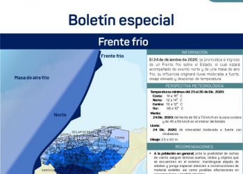 SE PREVÉ FRÍO Y LLUVIAS, ANTES, DURANTE Y DESPUÉS DE NAVIDAD: PROCIVY