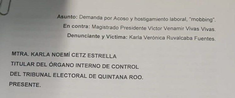 DENUNCIAN A PRESIDENTE DEL TEQROO POR ACOSO LABORAL