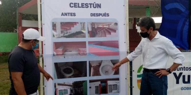 GOBIERNO DEL ESTADO MEJORA INFRAESTRUCTURA DEPORTIVA EN HUNCUMÁ Y CELESTÚN