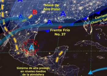 FRENTE FRÍO 37 COMENZARÁ A INFLUENCIAR A LA PENÍNSULA DE YUCATÁN EN LAS PRÓXIMAS HORAS