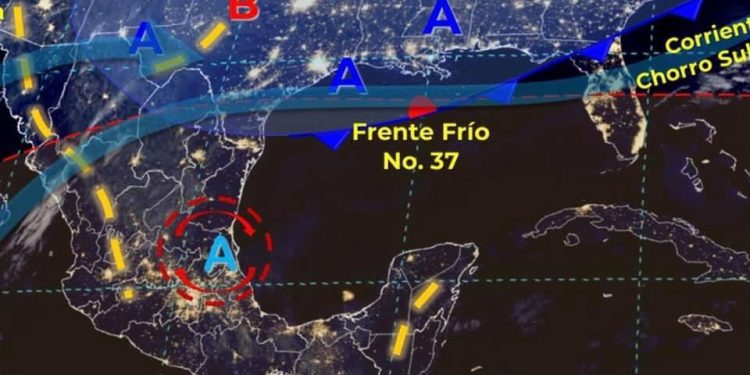 FRENTE FRÍO 37 COMENZARÁ A INFLUENCIAR A LA PENÍNSULA DE YUCATÁN EN LAS PRÓXIMAS HORAS