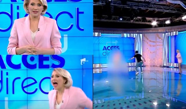 MUJER DESNUDA ATACA CON UN LADRILLO A PRESENTADORA EN RUMANIA