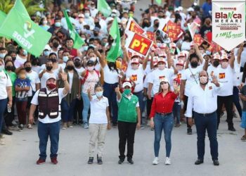 MUESTRA EL PT DE PUERTO MORELOS SU FUERZA EN APOYO A BLANCA MERARI