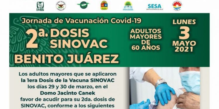 INVITAN A LA GENTE DE CANCÚN A PONERSE LA SEGUNDA DOSIS DE SINOVAC