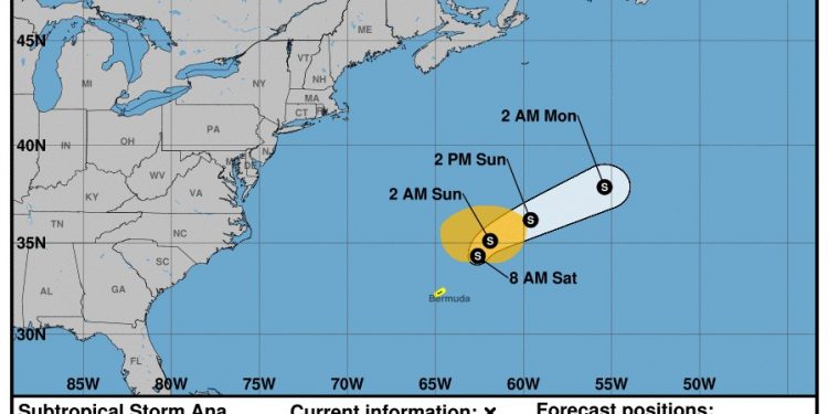 ANA LA PRIMERA TORMENTA SUBTROPICAL EN EL ATLÁNTICO