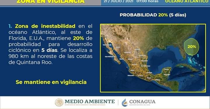 ZONA DE INESTABILIDAD EN EL ATLÁNTICO NO REPRESENTA RIESGO PARA QUINTANA ROO
