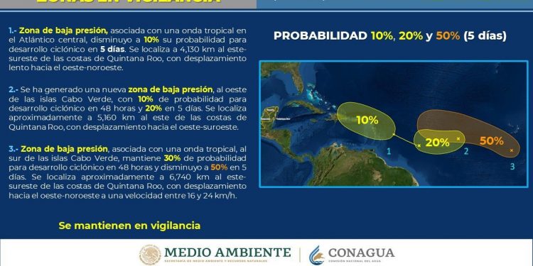 EL SMNMX MANTIENE 3 ZONAS EN VIGILANCIA