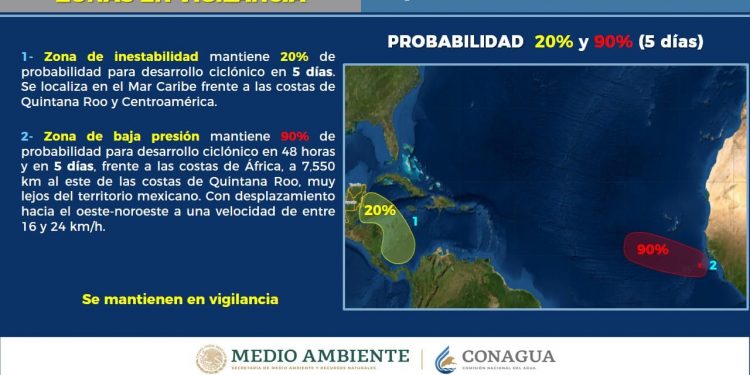 SE MANTIENEN VIGILADAS ZONAS CON POTENCIAL CICLÓNICO DEL OCÉANO ATLÁNTICO