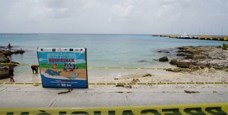 CIERRAN LA PLAYA “CALENTITA” POR REPARACIÓN DE SOCAVÓN EN COZUMEL