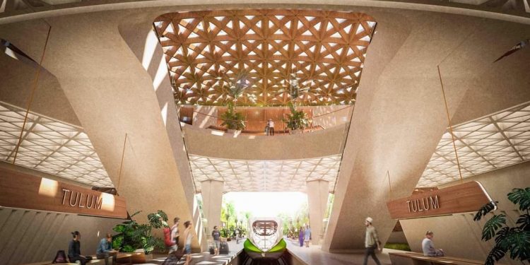 DIFUNDEN DISEÑO QUE TENDRÍA LA ESTACIÓN EN TULUM DEL TREN MAYA