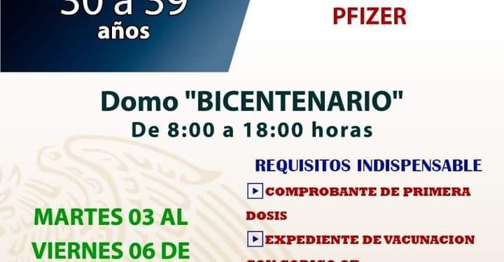 A PARTIR DEL MARTES SE APLICARÁ LA SEGUNDA DOSIS DE PFIZER A LOS DE 30 A 39 AÑOS EN ISLA MUJERES