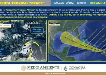LA TORMENTA TROPICAL GRACE MANTIENE SU TRAYECTORIA EN EL ATLÁNTICO
