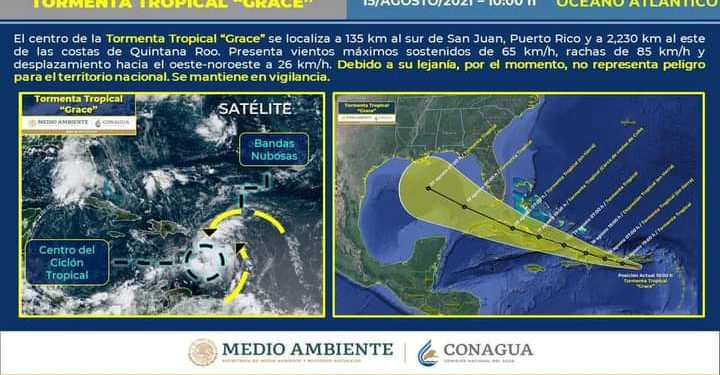 LA TORMENTA TROPICAL GRACE MANTIENE SU TRAYECTORIA EN EL ATLÁNTICO