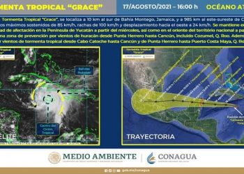 SE MANTIENE EN VIGILANCIA LA TORMENTA TROPICAL GRACE