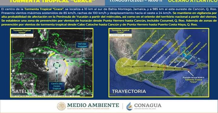 SE MANTIENE EN VIGILANCIA LA TORMENTA TROPICAL GRACE