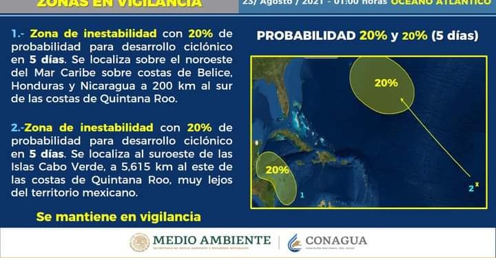 SE PRESENTAN 2 ZONAS DE INESTABILIDAD EN EL OCÉANO ATLÁNTICO.