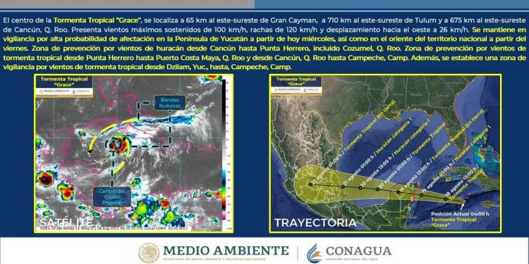 GRACE ENTRARÍA A TIERRA ENTRE TULUM Y FELIPE CARRILLO PUERTO