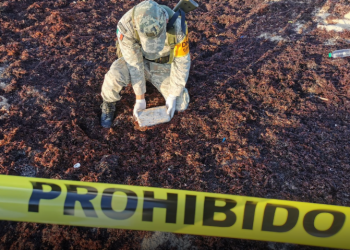 ASEGURA SEDENA PRESUNTA DROGA EN PLAYAS DE COZUMEL