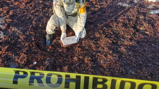 ASEGURA SEDENA PRESUNTA DROGA EN PLAYAS DE COZUMEL