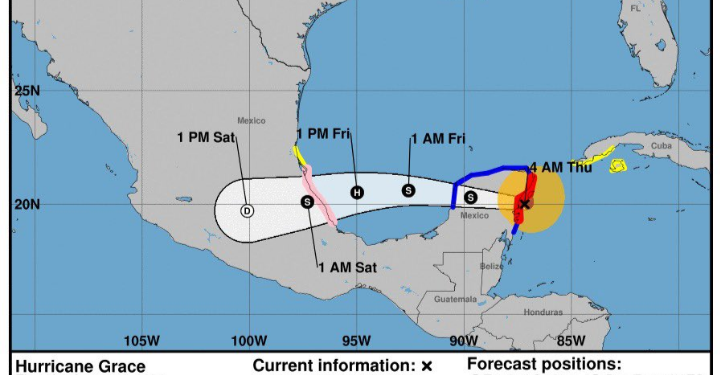 SE ESPERA QUE EL HURACÁN GRACE PIERDA FUERZA ANTES DE LLEGAR A YUCATÁN