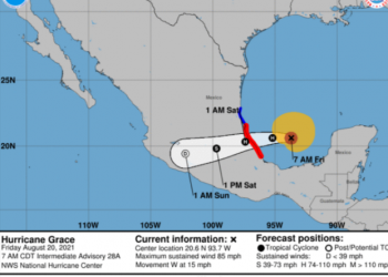 SE FORTALECE ‘GRACE’ EN EL GOLFO DE MÉXICO Y NUEVAMENTE COMO HURACÁN AMENAZA A VERACRUZ