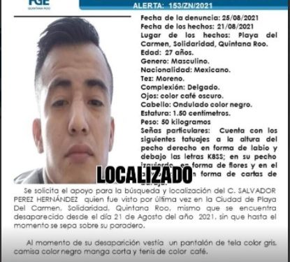 CONFIRMAN MUERTE DE JOVEN DESAPARECIDO EN PLAYA DEL CARMEN