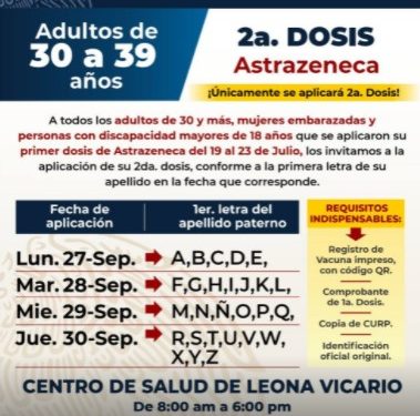 INICIA LA APLICACIÓN DE SEGUNDAS DOSIS DE ASTRAZENECA EN CUATRO MUNICIPIOS DE QUINTANA ROO