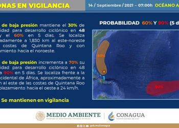 SE MANTIENEN VIGILADAS 2 ZONAS DE BAJA PRESIÓN CON PROBABILIDAD DE TRANSFORMARSE EN CICLONES TROPICALES