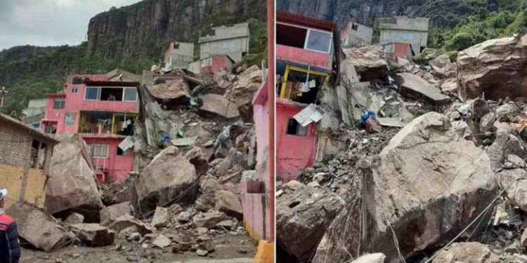 CERRO DEL CHIQUIHUITE SE DESGAJA; CAEN PESADAS ROCAS SOBRE CASAS