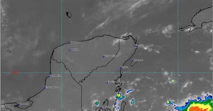 ZONA DE BAJA PRESIÓN PROVOCARÍA LLUVIAS DURANTE LA NOCHE, NO REPRESENTA UN RIESGO PARA QUINTANA ROO
