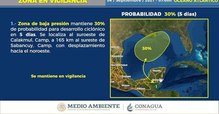 SE MANTIENE VIGILADA ZONA DE BAJA PRESIÓN, POR EL MOMENTO NO REPRESENTA RIESGO PARA QUINTANA ROO