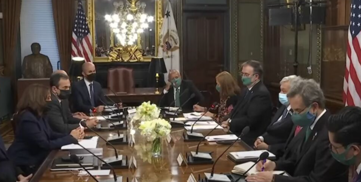 Kamala Harris recibe a AMLO en la Casa Blanca