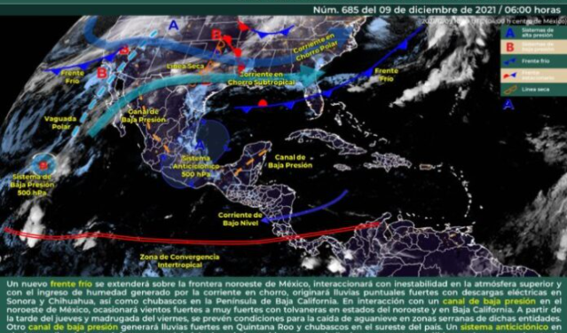Prevén lluvias para el sur del estado