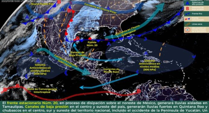 Pronostican lluvias aisladas por frente frío número 20 en el estado