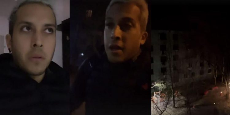 El influencer Alex Tienda graba el momento del ataque Rusia-Ucrania