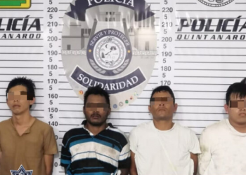 Detienen a cuatro hombres por intento de robo en una empresa de gas en Playa del Carmen