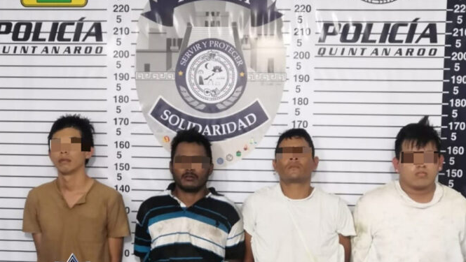 Detienen a cuatro hombres por intento de robo en una empresa de gas en Playa del Carmen