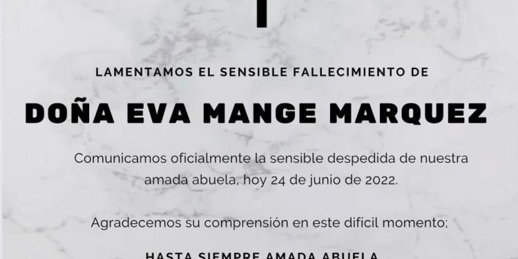 Fallece Eva Mange Márquez, abuela de Thalia