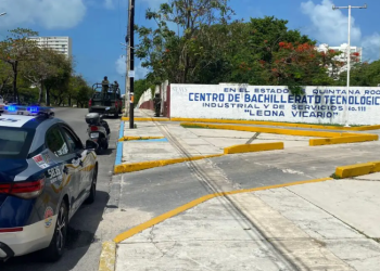 Elementos de seguridad resguardaron el CBTIS 111 tras amenaza de balacera