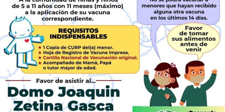 Vacunación para niños arrancá en Quintana Roo
