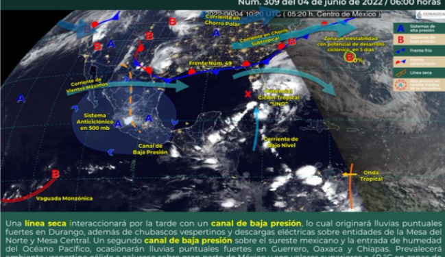 Prevén chubascos en Quintana Roo; el ciclón tropical «Uno» continúa alejándose del país