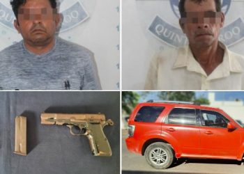Aseguran a dos sujetos por posesión de un arma de fuego en la carretera Cancún – Leona Vicario