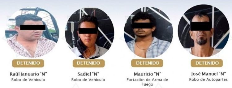 Aseguran a cinco sujetos por diferentes delitos en Tabasco