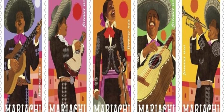 El servicio Postal de EEUU lanzo en circulación estampillas de mariachis