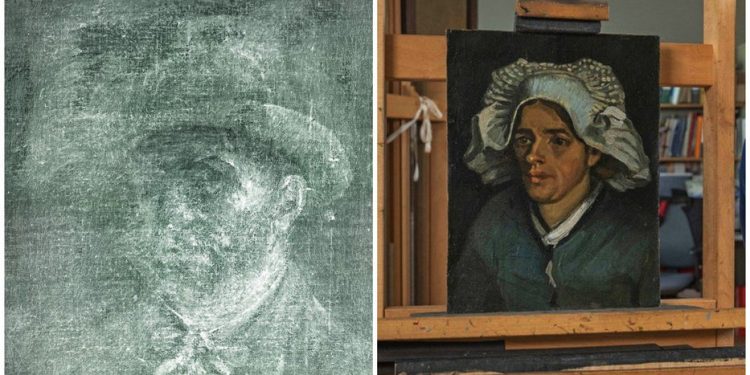 Exhiben un autorretrato de Vincent van Gogh detrás de la obra  «Cabeza de una Campesina»