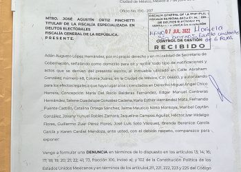 Presenta secretario de Gobernación denuncia ante FISEL e INE