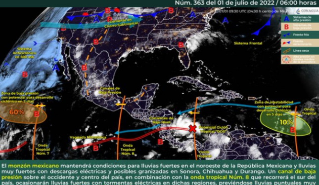Prevén lluvias fuertes para el Estado